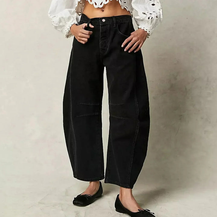 Women's Wide Leg Jeans with Relaxed Fit - Comfortable Wide-Leg Pants