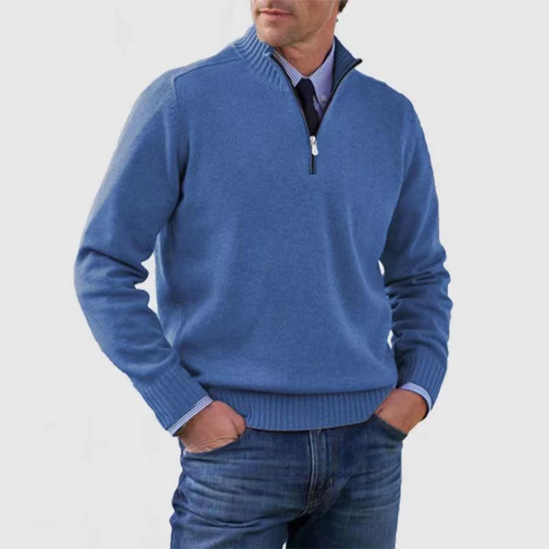 Warm Men's Pullover with Zipper