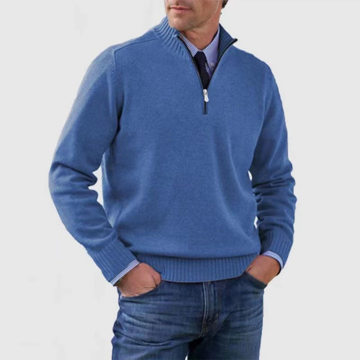 Warm Men's Pullover with Zipper