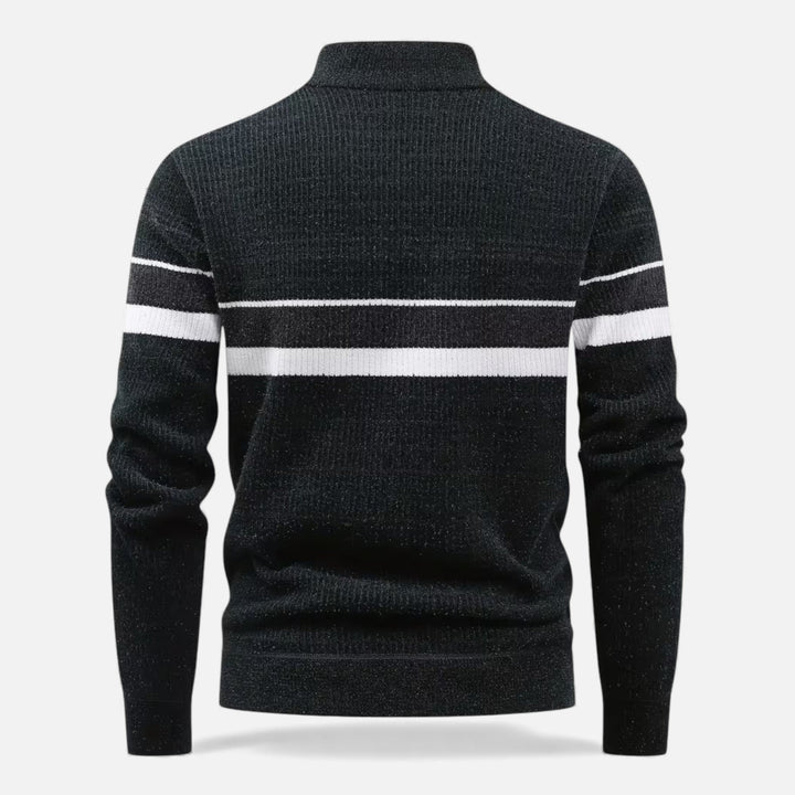 Men's Thick Striped Half-Zip Knit Sweater