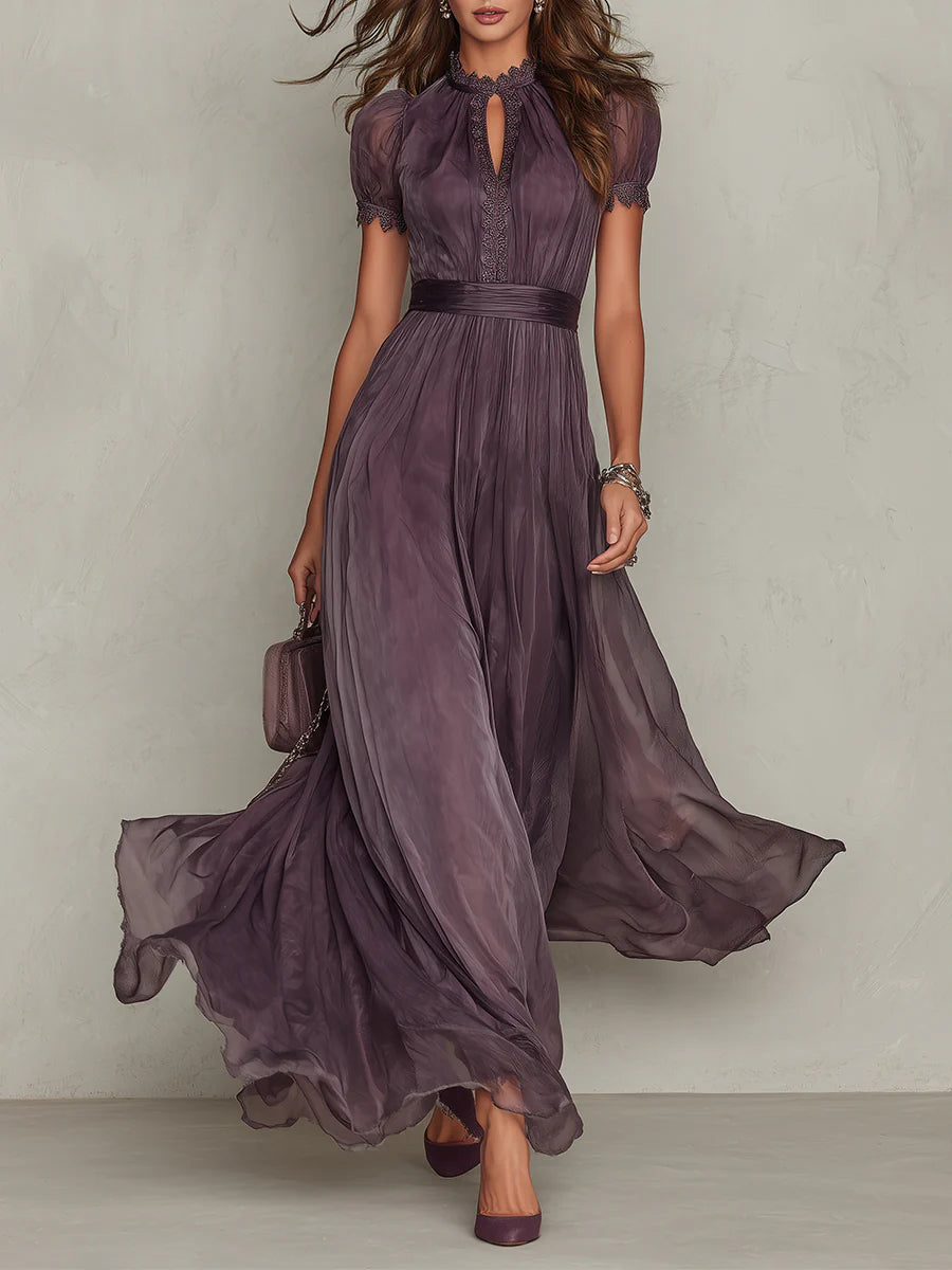 Elegant Keyhole Chiffon Women Maxi Dress