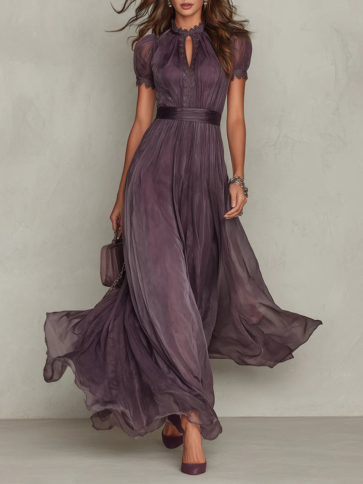 Elegant Keyhole Chiffon Women Maxi Dress