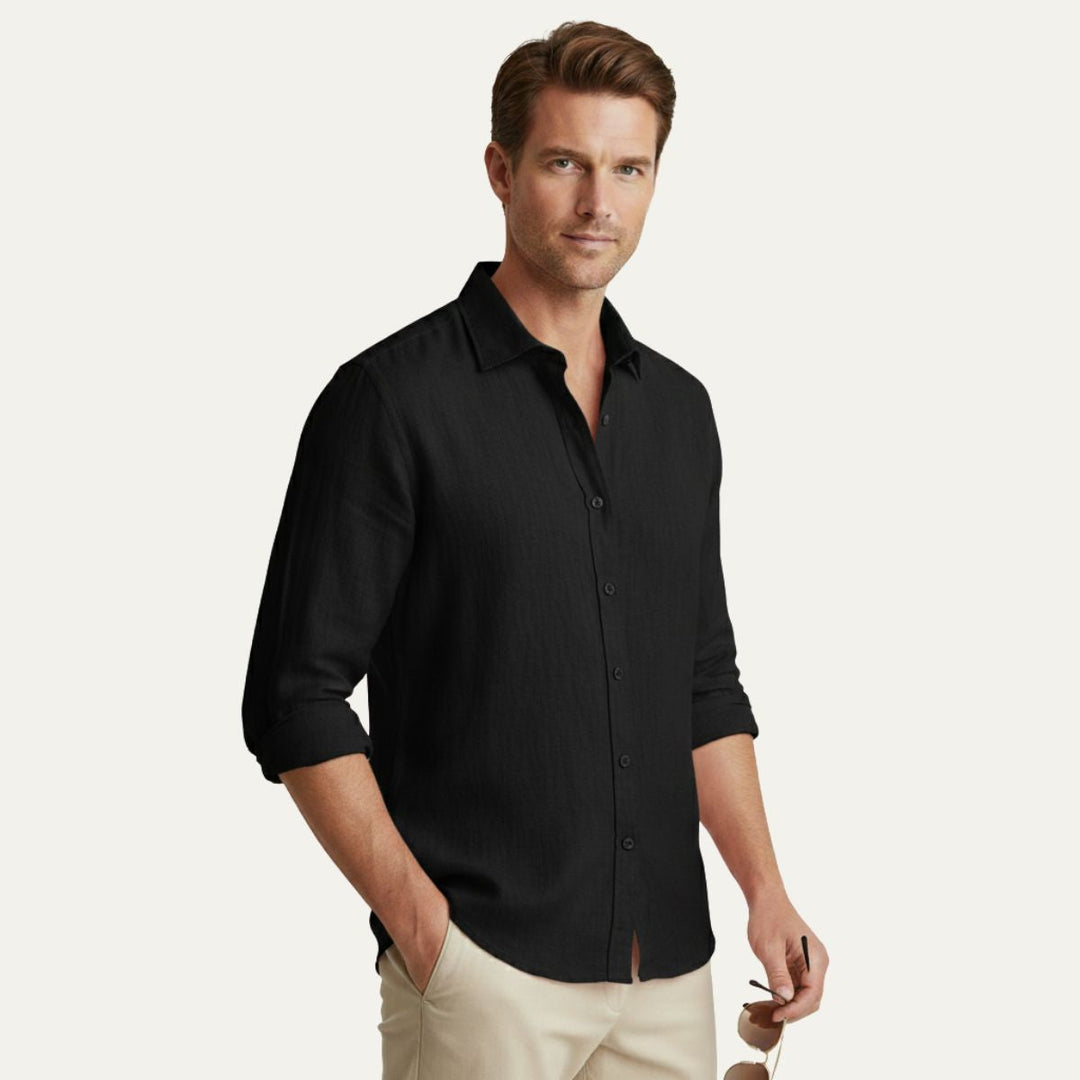 Vintage Breathable Men's Long Sleeve Cotton Shirt