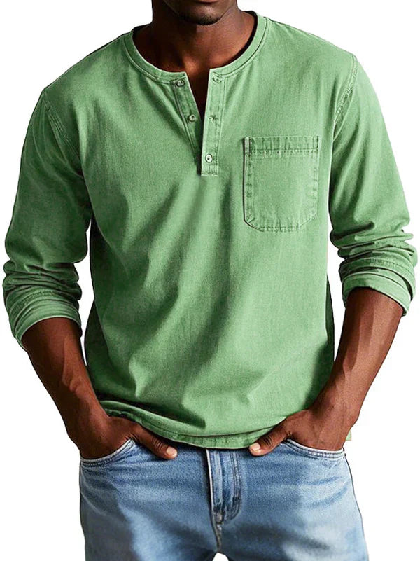 Casual Long Sleeve Men's Henley Shirt