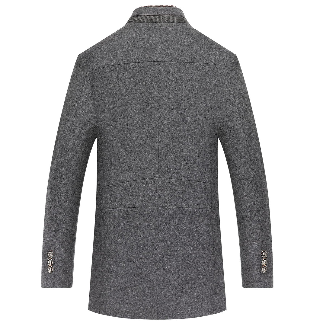 Men's Elegant Wool Coat with Stand Collar