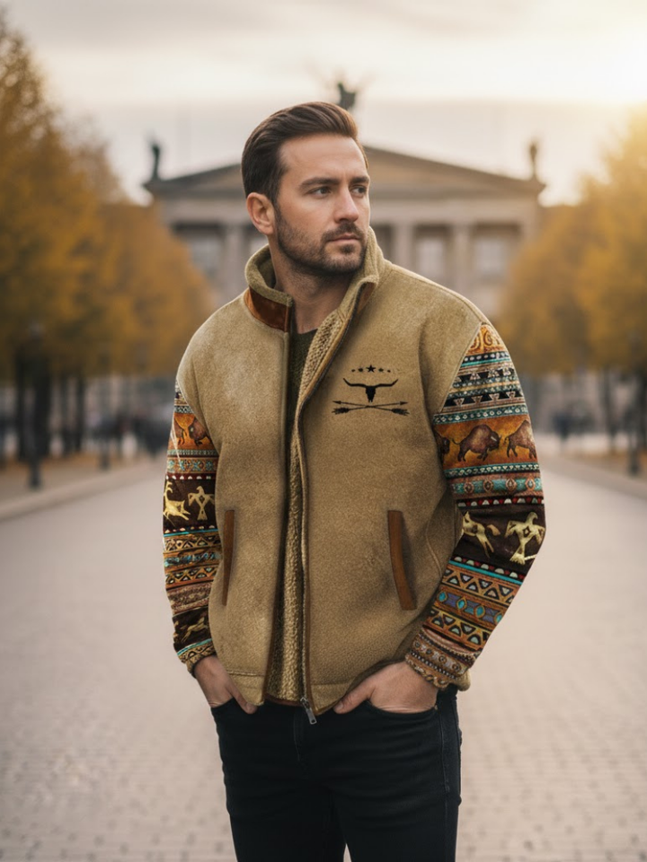 Elegant Men's Fleece Jacket with Thermal Lining - Warm Winter Jacket