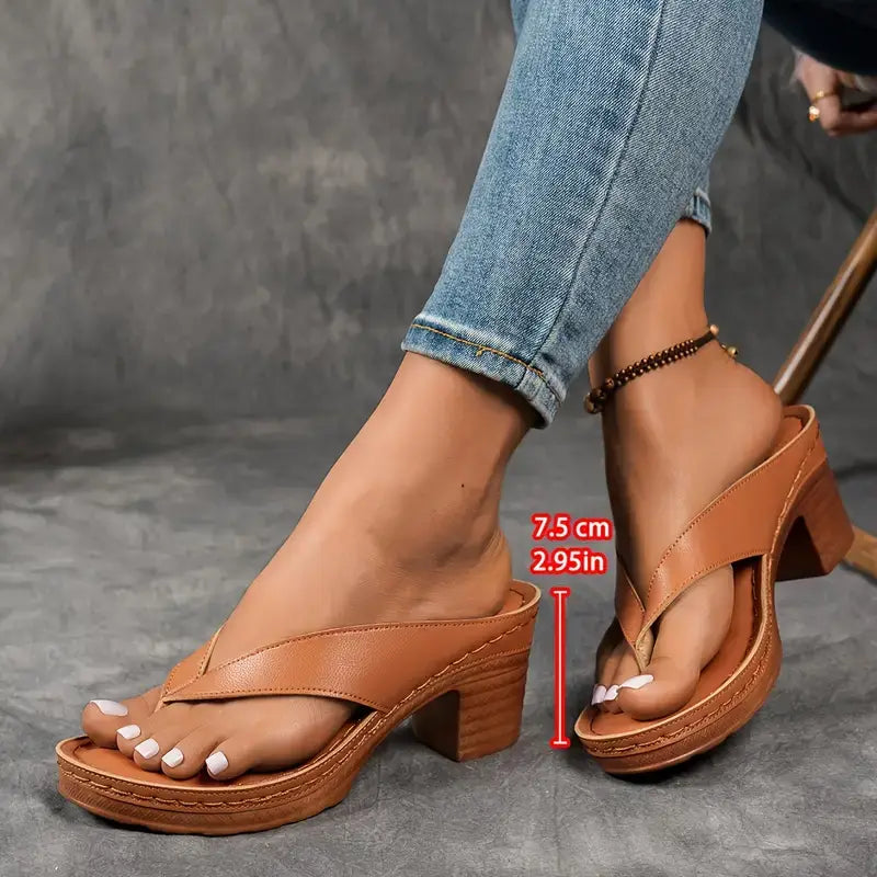 Elegant Ergonomic Women Slip-On Sandal Heels