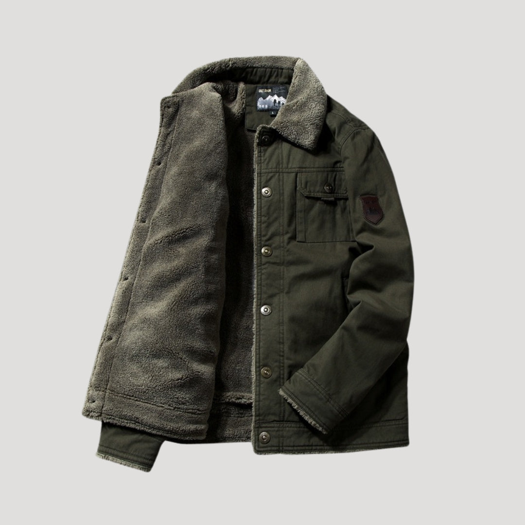 Rugged Men's Work Jacket with Fleece Lining - Heavy-Duty Jacket