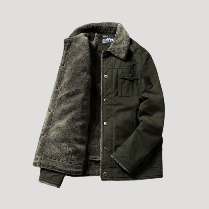 Rugged Men's Work Jacket with Fleece Lining - Heavy-Duty Jacket