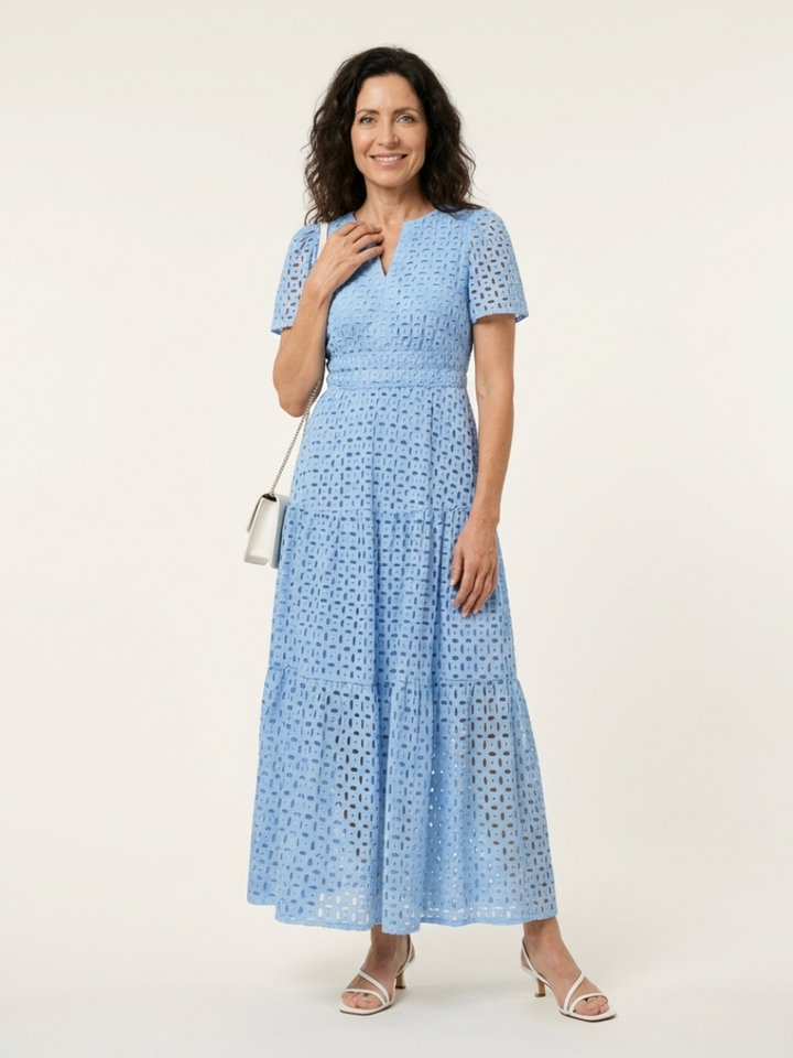 Lightweight Elegant Women's V-Neck Tiered Midi Dress