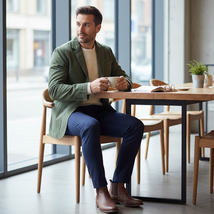 Men's Cotton Blazer-Style Windbreaker with Pockets