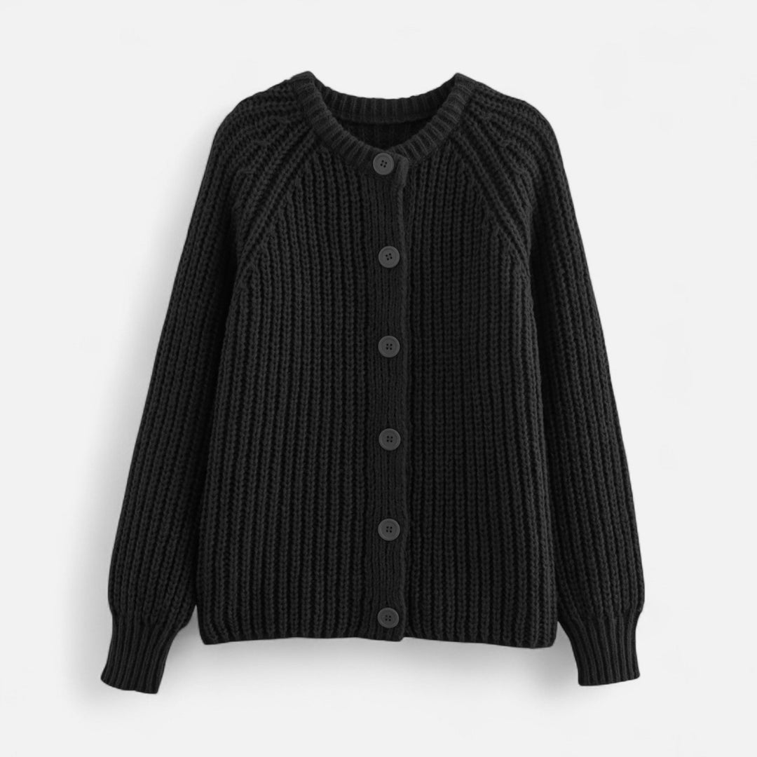 Women's Vintage Knit Cardigan with Round Neckline