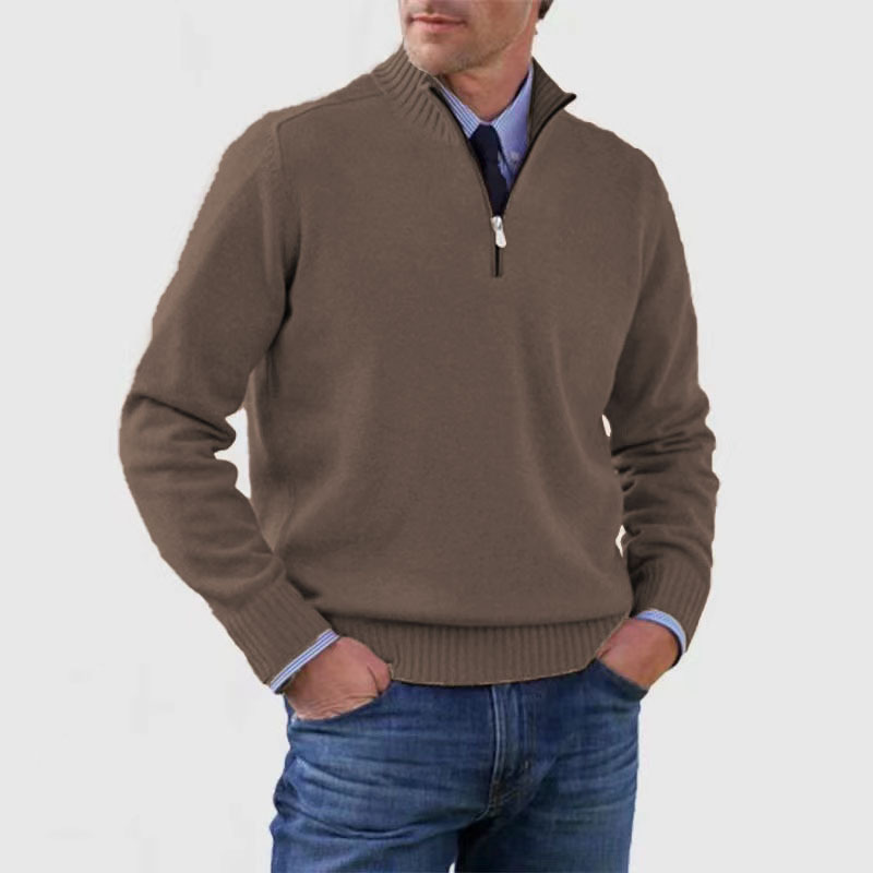 Warm Men's Pullover with Zipper