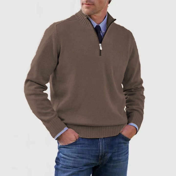 Warm Men's Pullover with Zipper