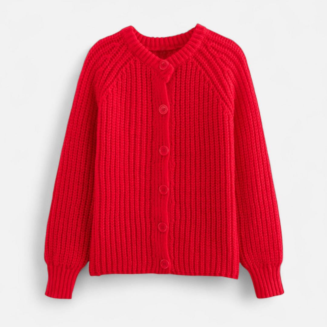 Women's Vintage Knit Cardigan with Round Neckline