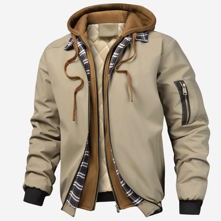 Men's Hooded Bomber Jacket - Quilted and Weather-Resistant for Everyday Wear and Travel