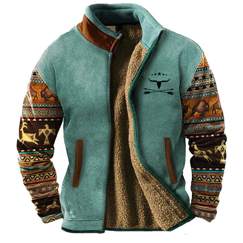 Elegant Men's Fleece Jacket with Thermal Lining - Warm Winter Jacket