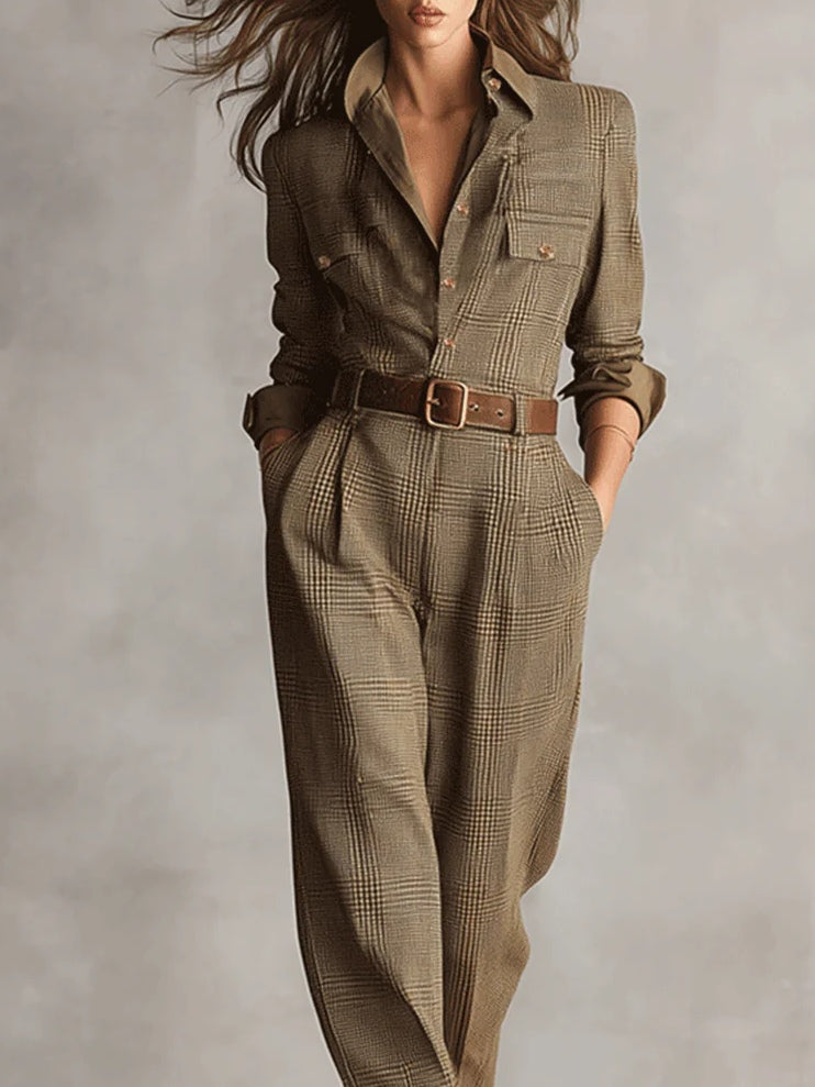 Elegant Checkered Women Jumpsuit