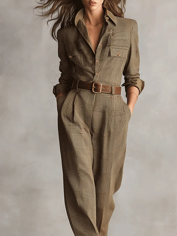 Elegant Checkered Women Jumpsuit
