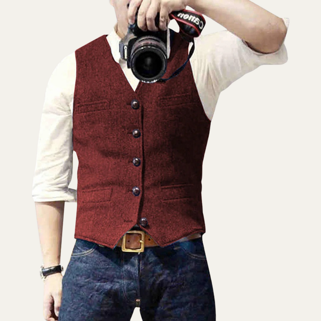 Elegant Vintage Men's Button-Up Vest
