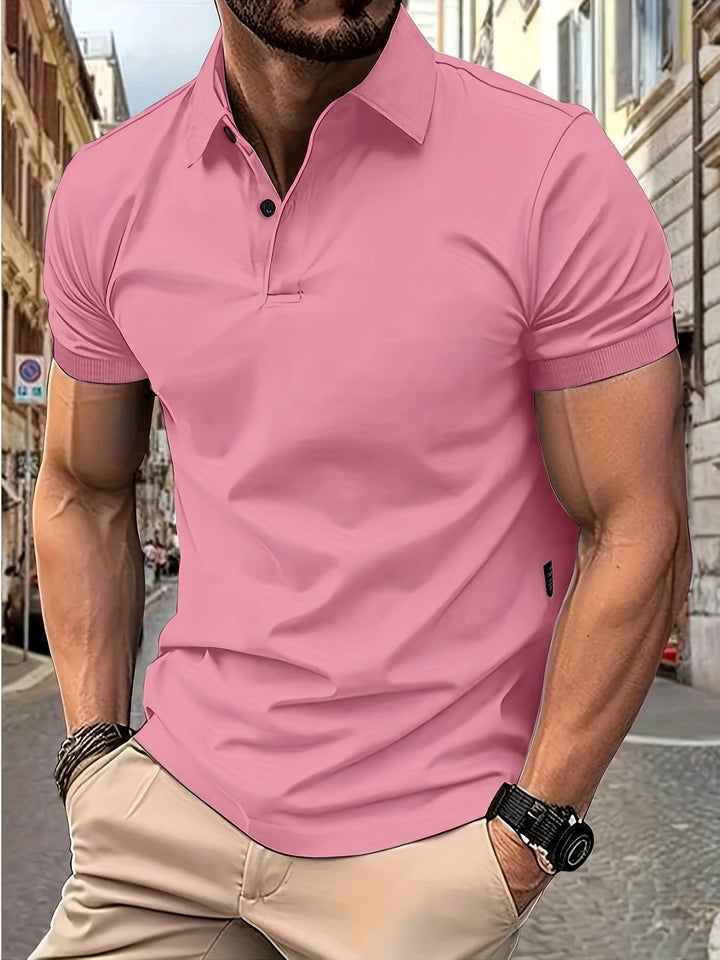 Classic Men's Short Sleeve Polo Shirt with Collar - Timeless and Versatile