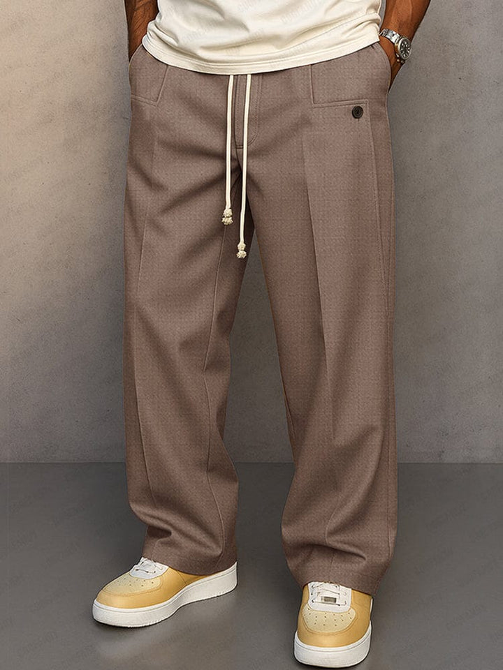 Men's Comfortable Wide-Leg Cotton Pants with Drawstring