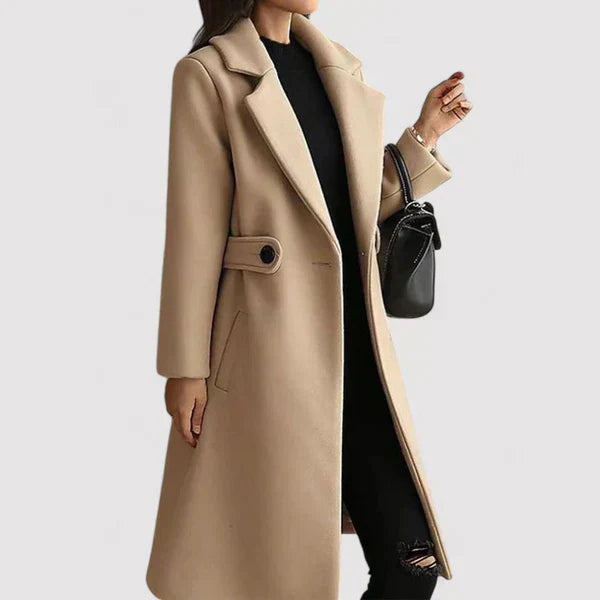 Elegant Women's Wool Coat with Belt - Warm Lined and Tailored