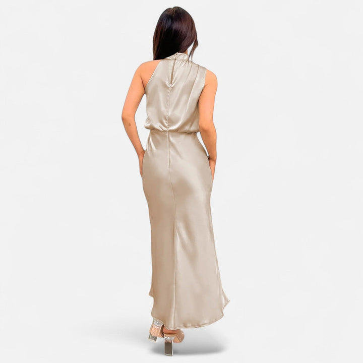 Women's Elegant Sleeveless Long Satin Dress