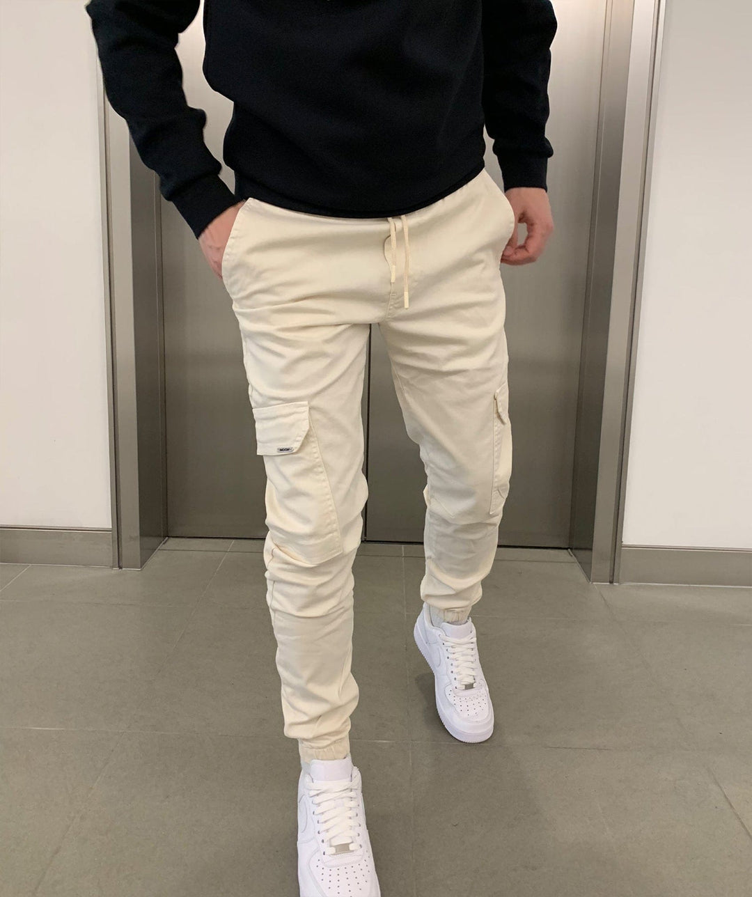 Men's Cargo Jogger Pants with Elastic Waistband - Streetstyle Cotton Blend