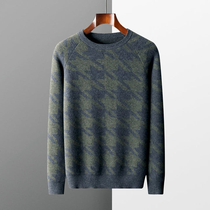 Elegant Houndstooth Men's Sweater