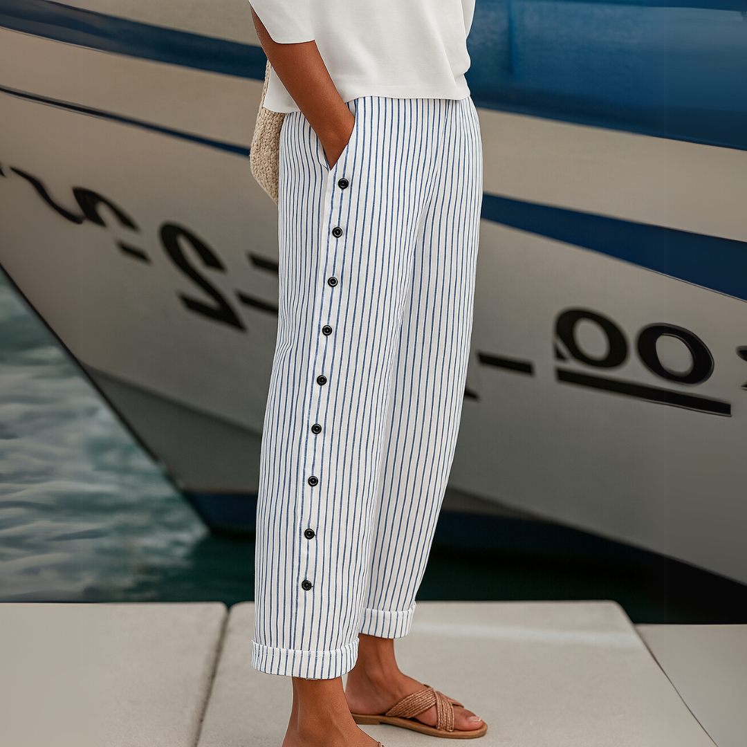 Comfortable Striped Loose Fit Women's Summer Pants