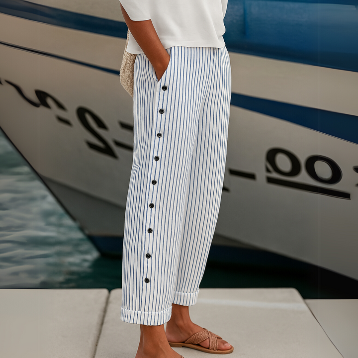 Comfortable Striped Loose Fit Women's Summer Pants