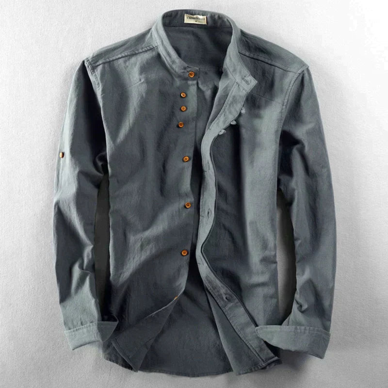 Wrinkle-Free Elegant Men's Button-Front Shirt for Business and Casual Wear