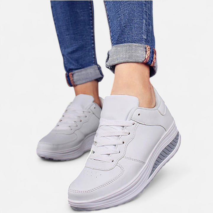 Elegant Waterproof Women's Leather Wedge Sneakers