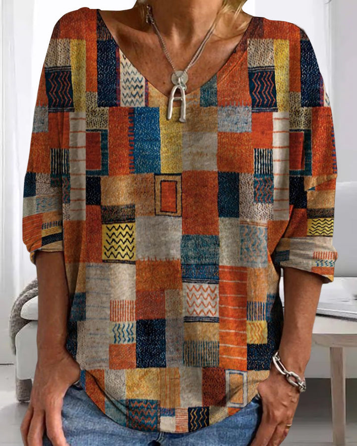 Women's Plaid Top with Loose Fit - Breathable and Versatile