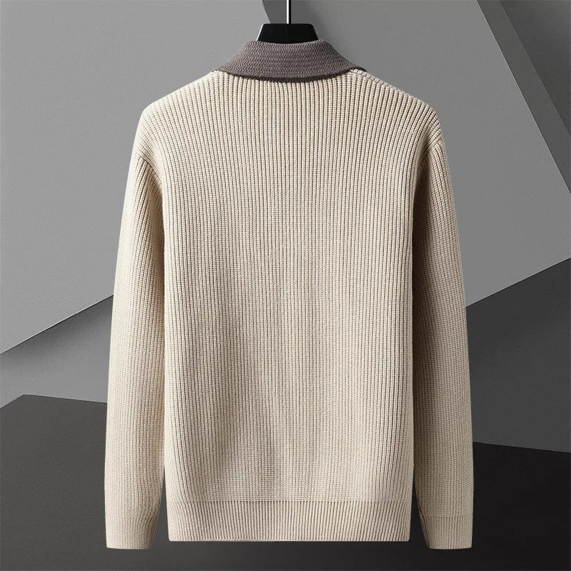 Classic Men's Knit Cardigan with Button Placket for Fall and Winter
