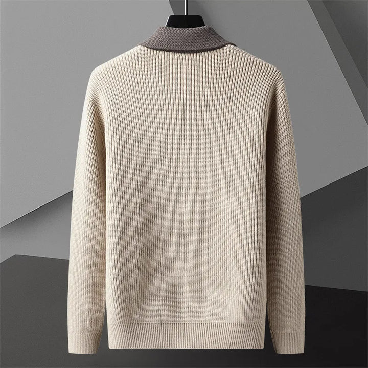 Classic Men's Knit Cardigan with Button Placket for Fall and Winter