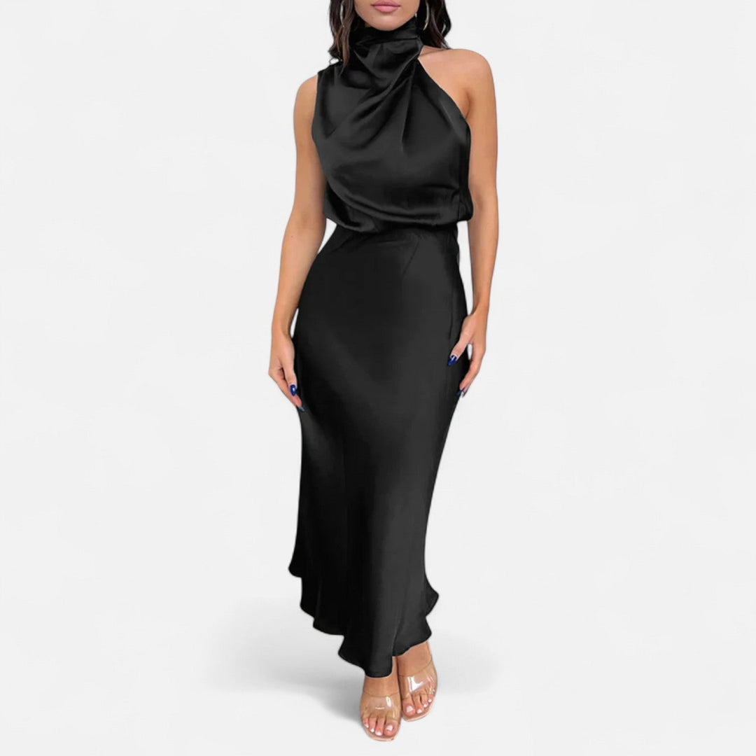 Women's Elegant Sleeveless Long Satin Dress