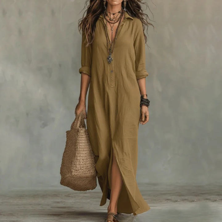 Lightweight Casual Women's Linen Shirt Dress