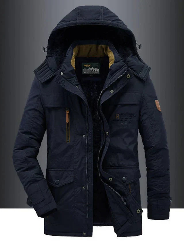Windproof Warm Men's Winter Jacket with Fleece Lining
