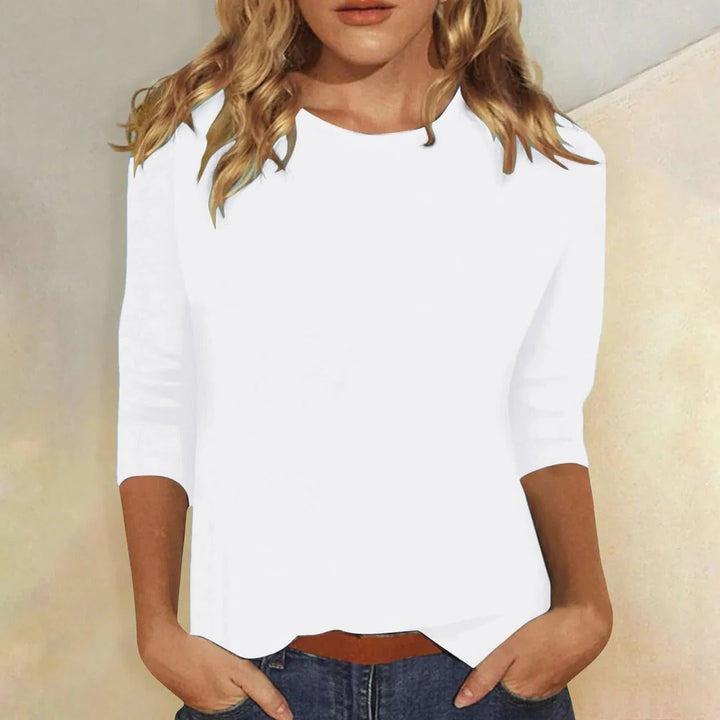 Casual Women's Crew Neck 3/4 Sleeve Everyday Top