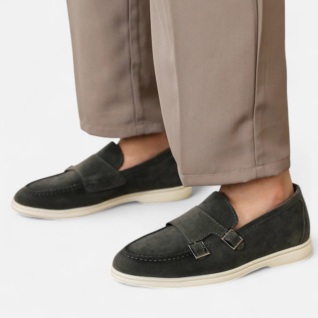 Elegant Suede Men's Monk-Strap Loafer - Slip-On Comfort