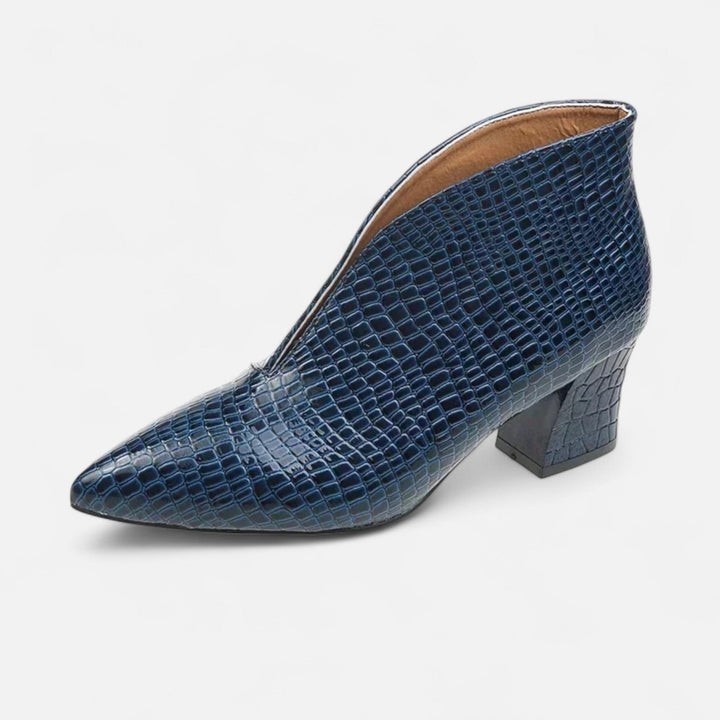 Elegant Patent Leather Women's Ankle Boots with V-Cut