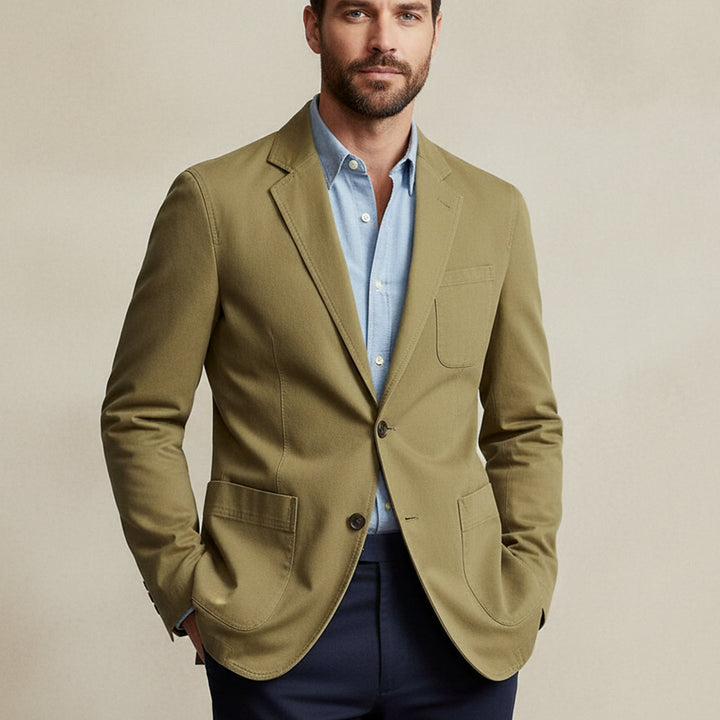 Men's Cotton Blazer-Style Windbreaker with Pockets