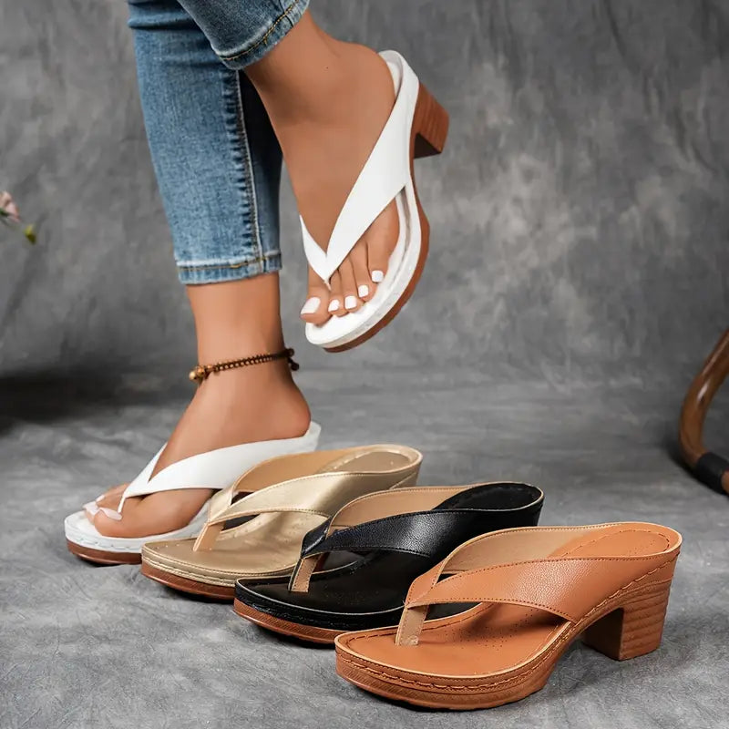 Elegant Ergonomic Women Slip-On Sandal Heels