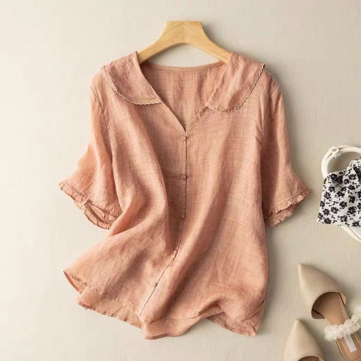 Elegant Vintage Women's Blouse with Button Detail