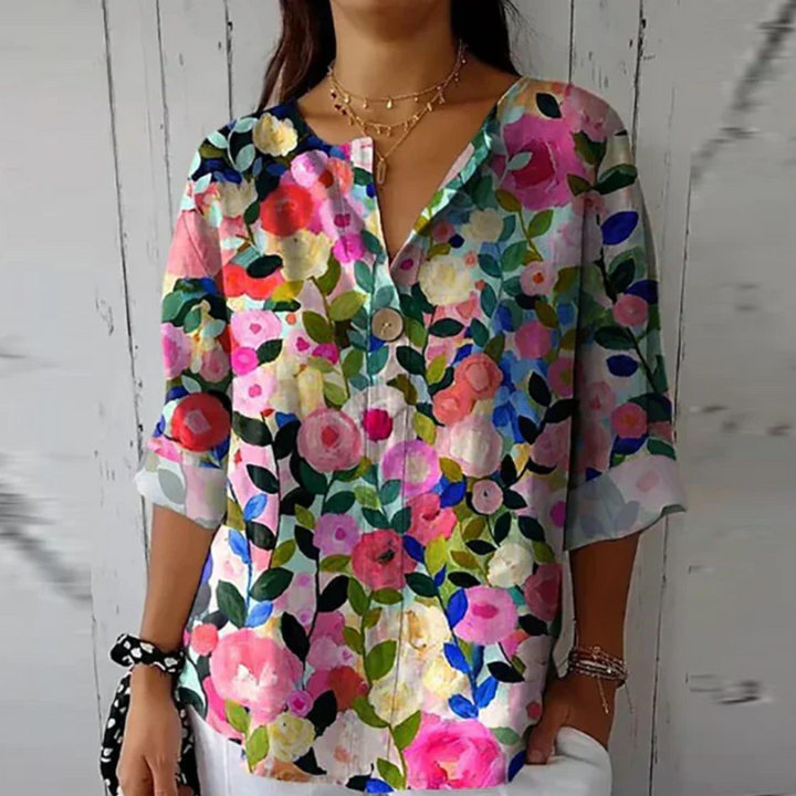 Elegant Floral Print Women's Blouse
