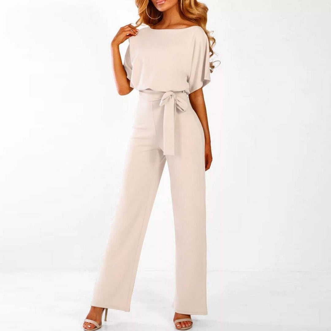 Casual Belted Women's Short Sleeve Jumpsuit