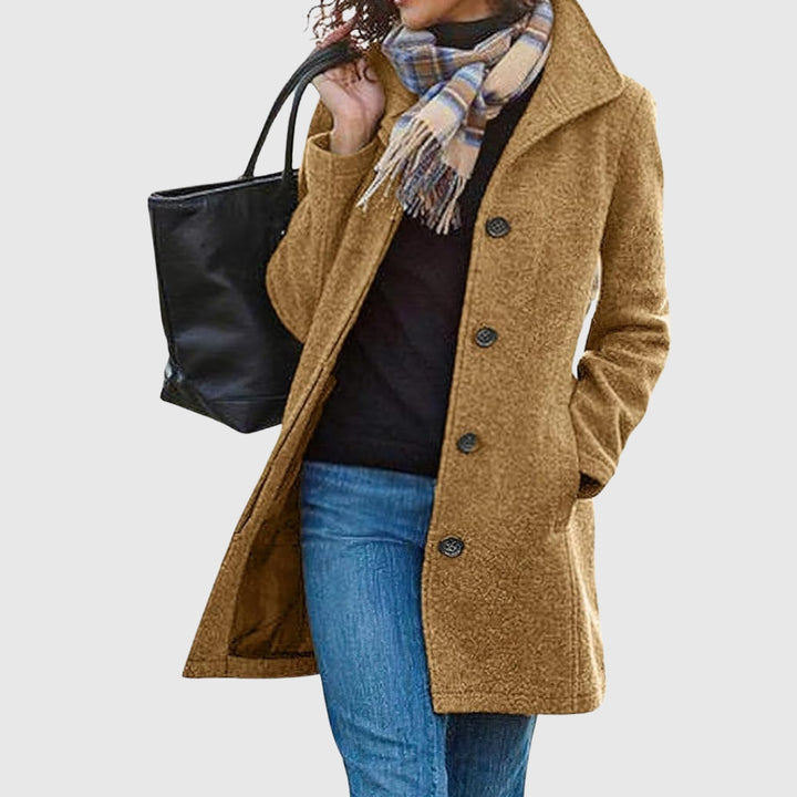 Elegant Women's Wool Coat with Classic Cut - Single-Breasted Winter Coat