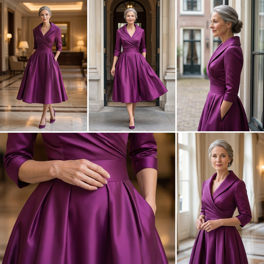 Women's Elegant Midi Dress with Subtle Shimmer